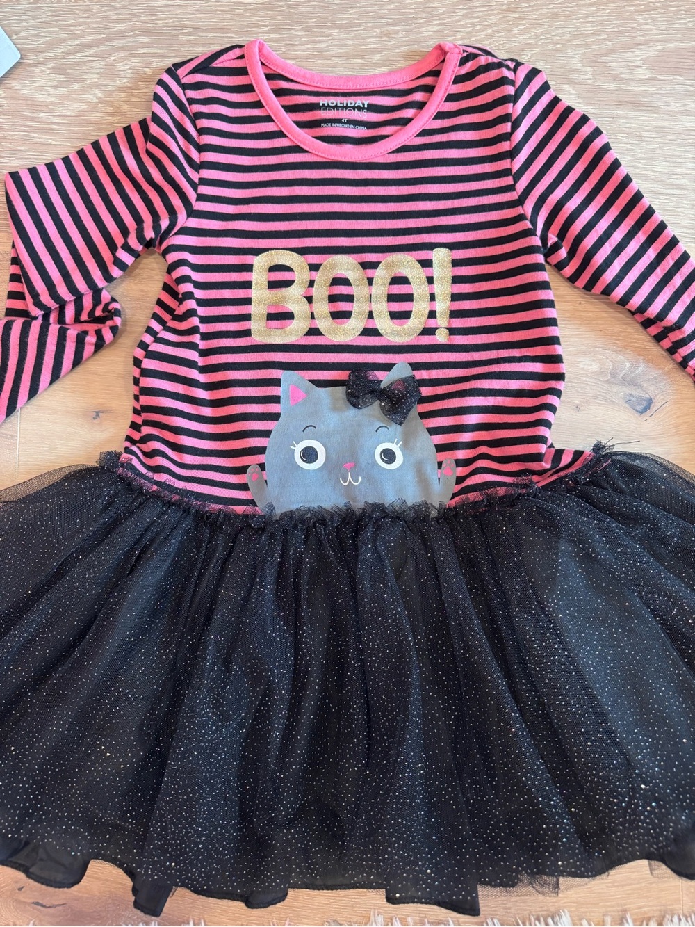 Holiday Editions Pink & Black Striped 'BOO!' Cat Tutu Dress